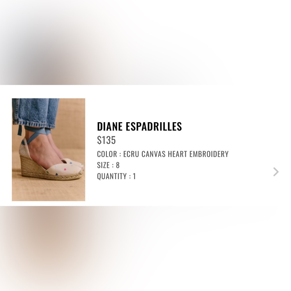 Sezane Diane Espadrilles Ecru Canvas Heart Embroidery - Size 8
